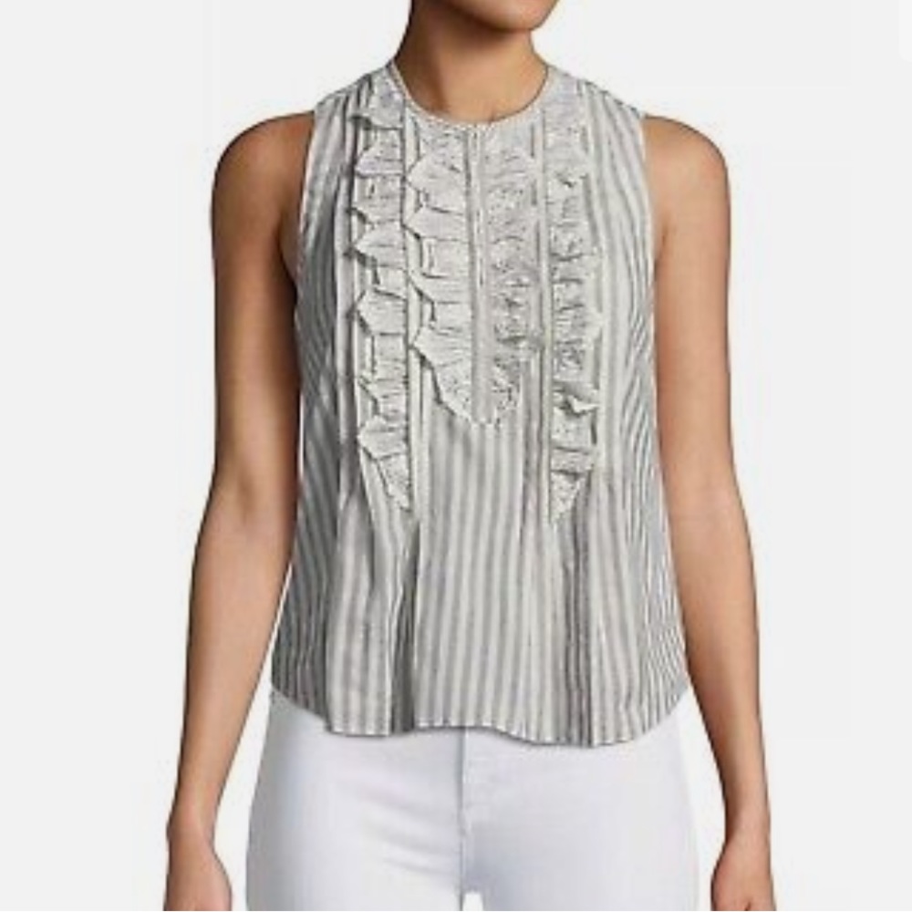 NEW WITH TAGS Rebecca Taylor Stripe Eyelet Top SIZE 8